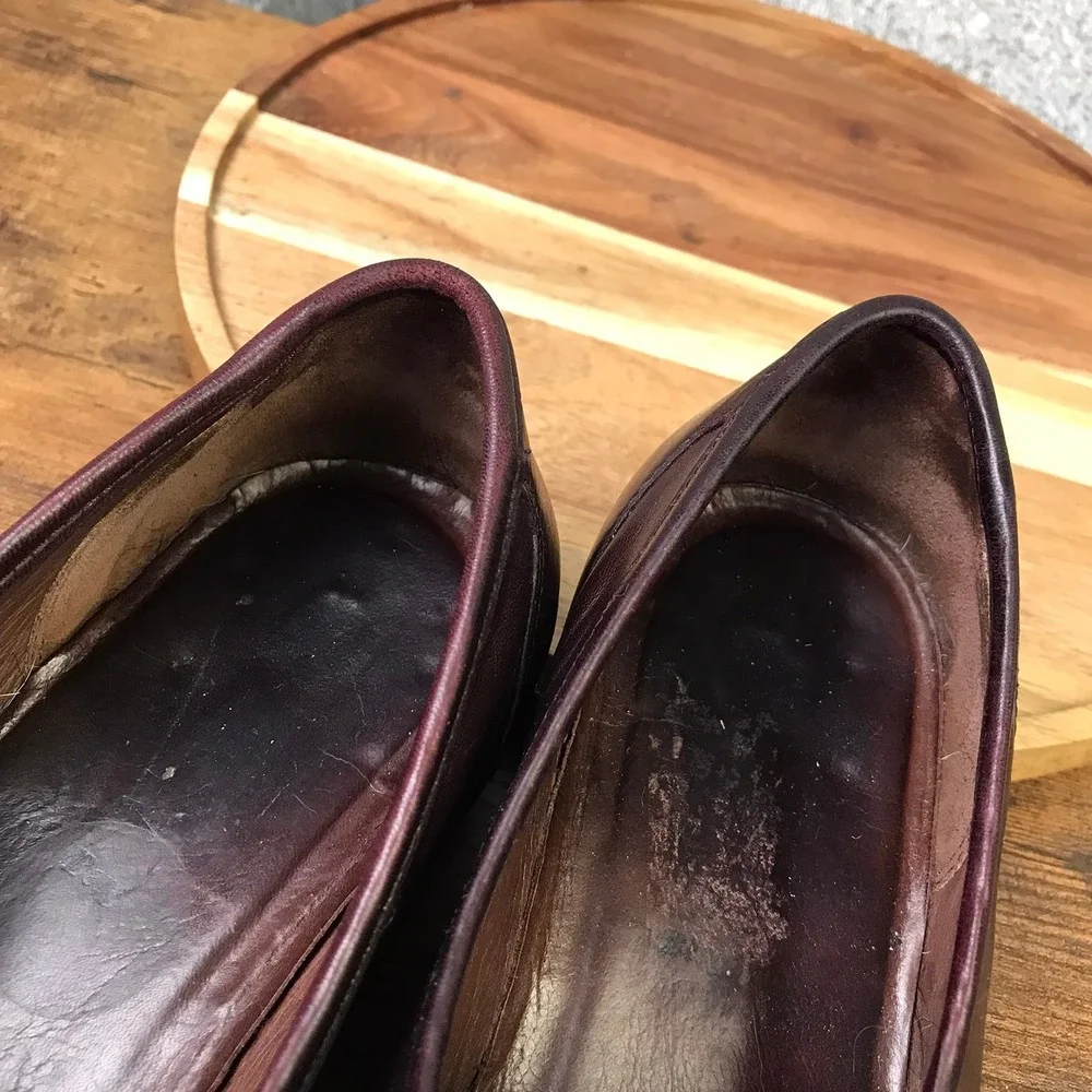 Allen Edmonds Bergamo Loafers Mens 11 D Burgundy Italian Leather Dress Shoes